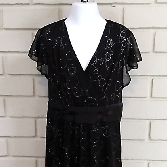 BCX Girls Black Glitter Tie Back Formal Dress. Size 16 - Picture 2 of 9